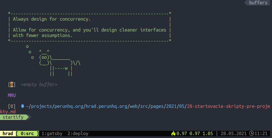 tmux session pre tento blog